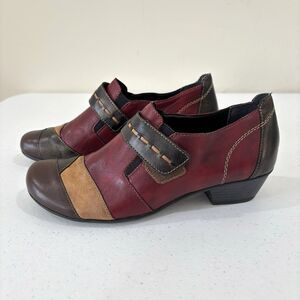 Remonte Women Leather Ankle Boots Booties Red Patchwork Slip On 39 Comfort Artsy